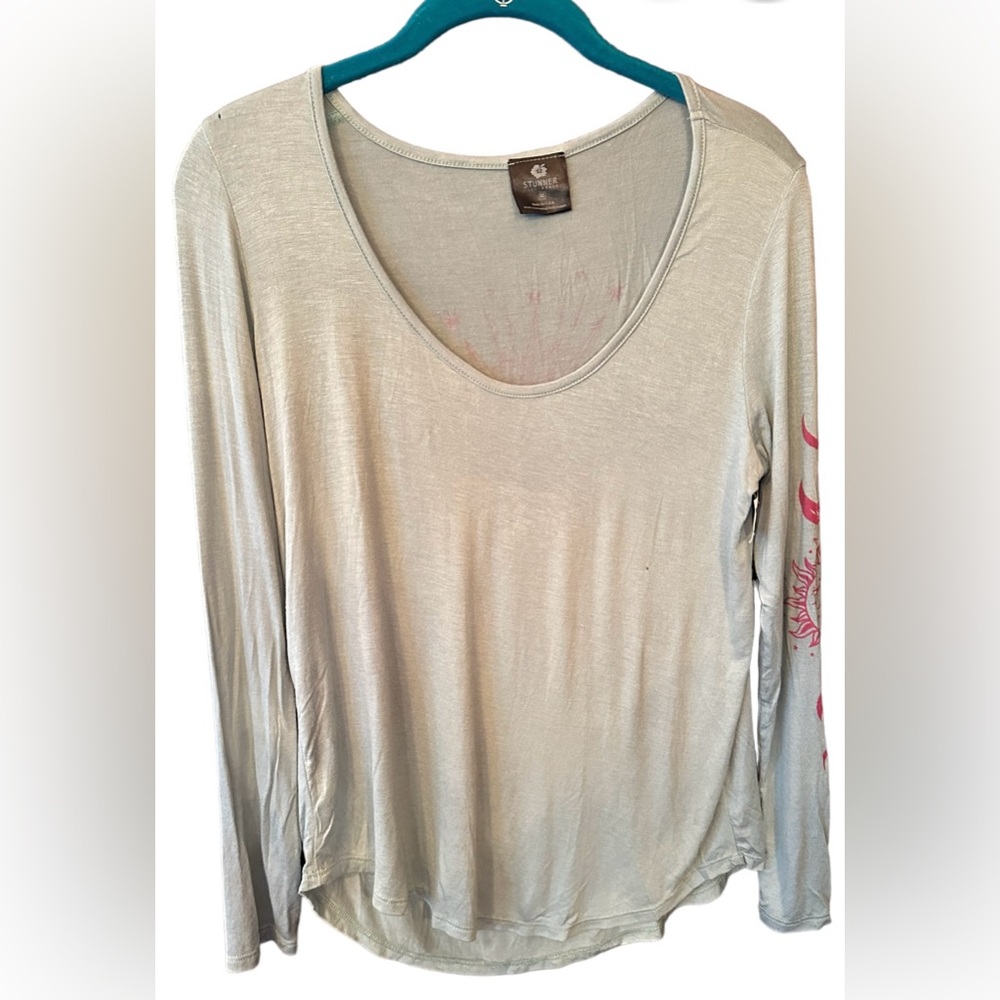 Stunner California T-Shirt *Flaw* w/ Celestial Sleeve Design‎ Aqua M